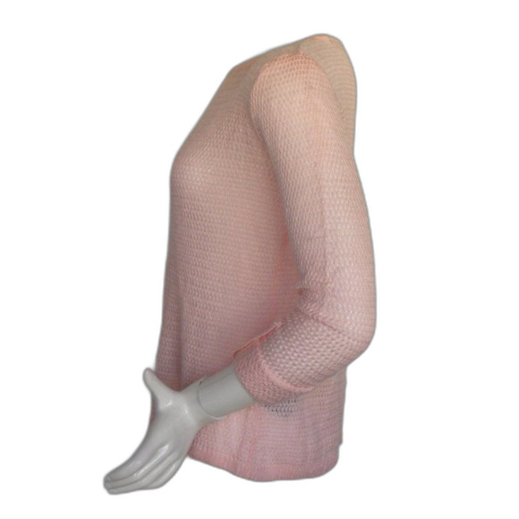 CARIBBEAN JOE Sweater, SP Petite, Loose Knit, Pink, Faux Button back, Wide neck - Picture 7 of 10